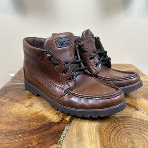 vintage brown leather moc toe ankle boots Natural Sport Size 8
